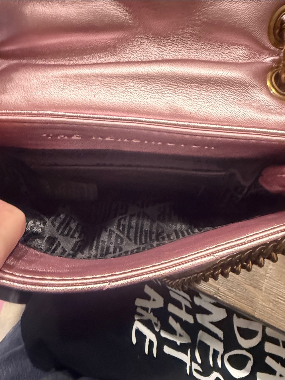 Kurt Geiger Metallic Pink Quilted Chain-Handle Shoulder Bag - Picture 3 of 4
